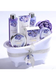 BODY & EARTH Bath and Body Gift Set - Lavender Gifts for Women, Body & Earth Bath & Shower Sets, 8 Pcs Lavender Honey Gift Sets with Bubble Bath, Lotion Set, Soap, Spa Kit for Women, Mothers Day Gifts for Mom  - Image 2
