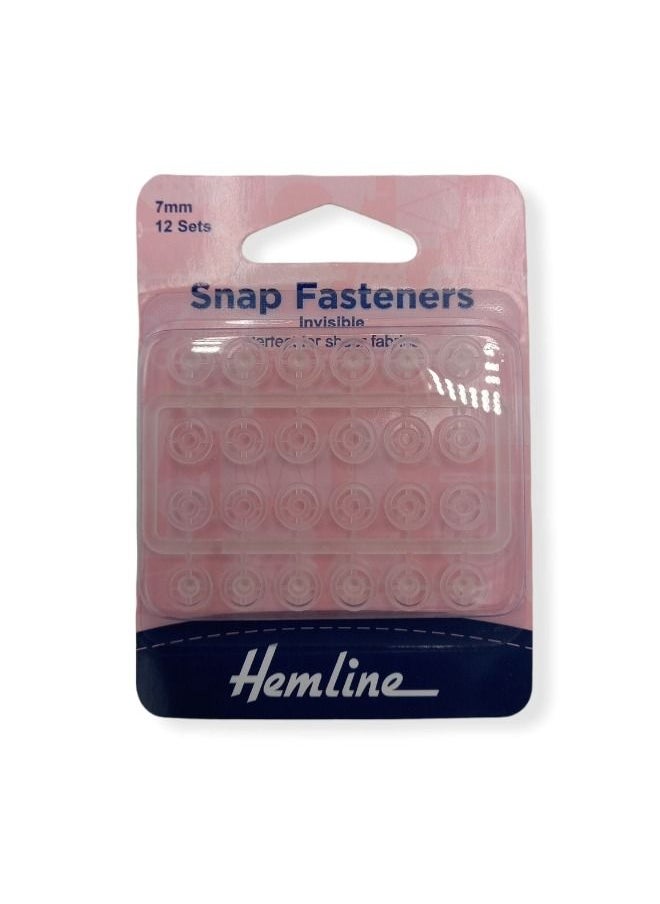 Hemline - 12-Set Press Stud Button or Snap Fasteners 7 Millimeter Invisible Perfect for Sheer Fabrics - Image 1