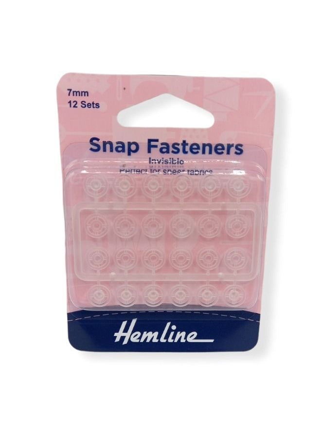 Hemline - 12-Set Press Stud Button or Snap Fasteners 7 Millimeter Invisible Perfect for Sheer Fabrics - Image 1