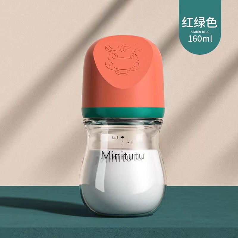 Minitutu Newborn Glass Bottle Wide Diameter 80 Ml 160 Ml Newborn Wide Mouth Glass Special - Image 1