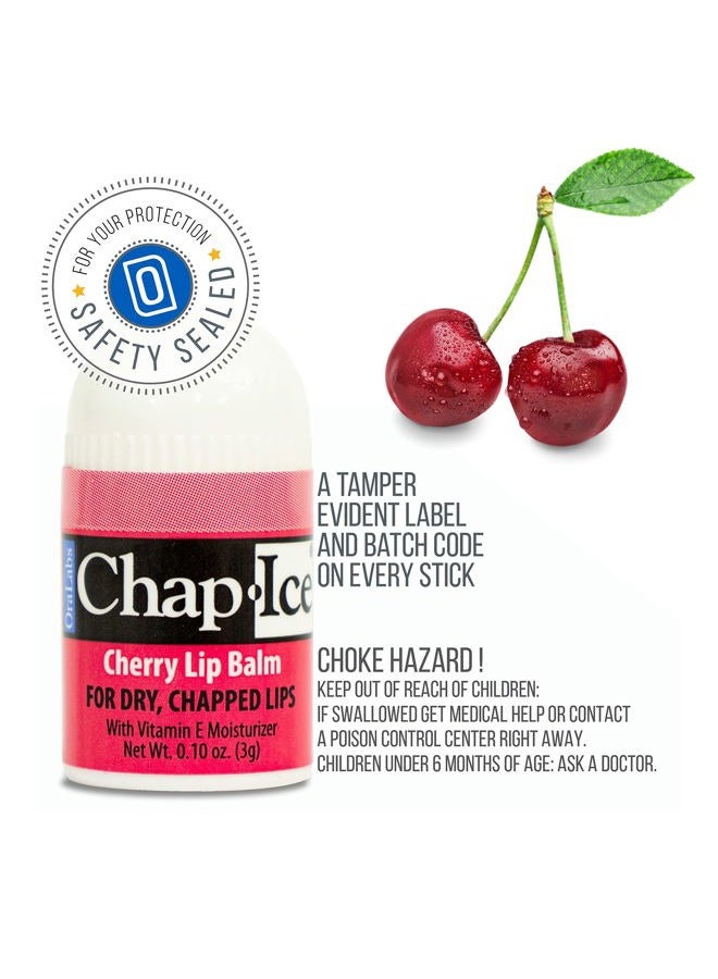 Chap Ice Chap-Ice® | 12-Count Mini Cherry Lip Balm Pack Fortified with Vitamin E for Dry, Cracked Lips | Made in USA | Cherry Flavor (0.10oz/3g Each) - Image 2