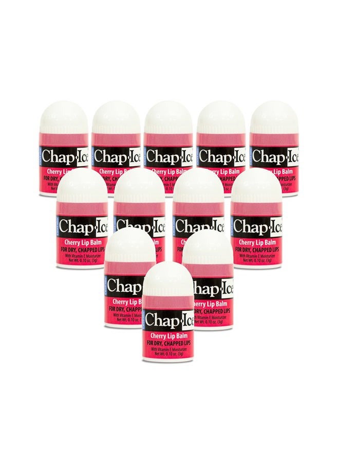 Chap Ice Chap-Ice® | 12-Count Mini Cherry Lip Balm Pack Fortified with Vitamin E for Dry, Cracked Lips | Made in USA | Cherry Flavor (0.10oz/3g Each) - Image 1