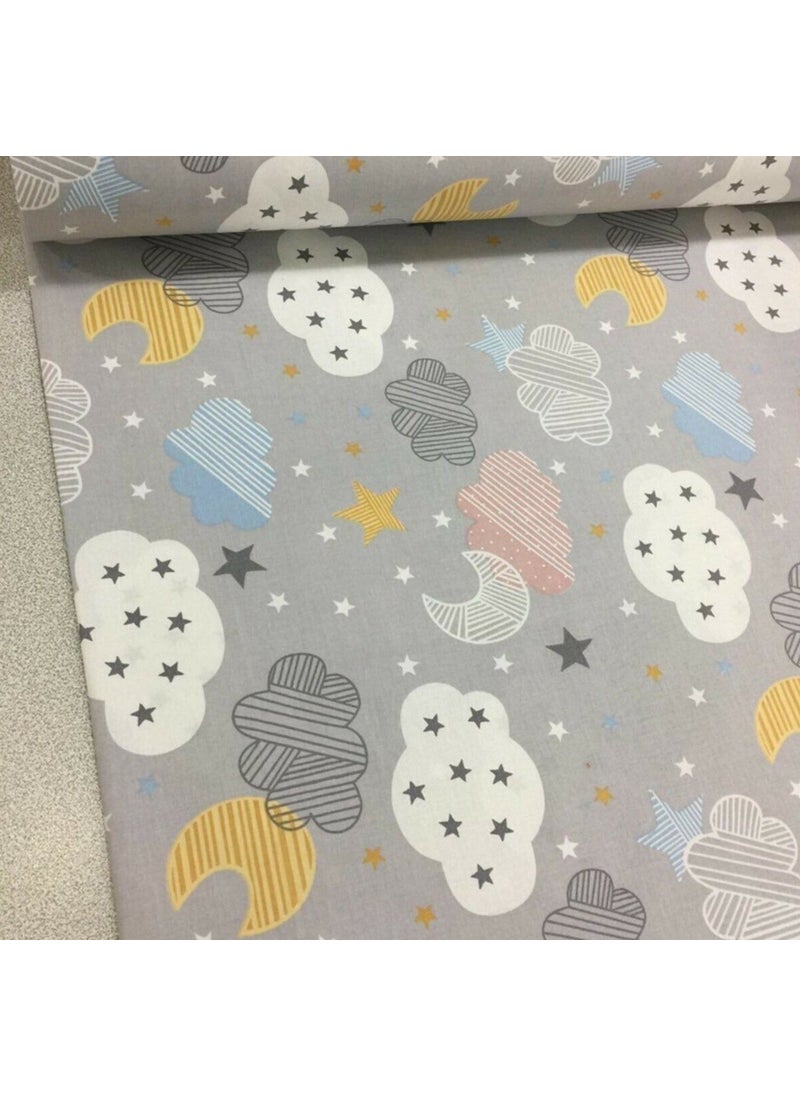 Bebek Özel Baby Special 100% Cotton Baby and Kids Elastic Sheet Gray Cloudy 40 x 80 cm  - Image 2
