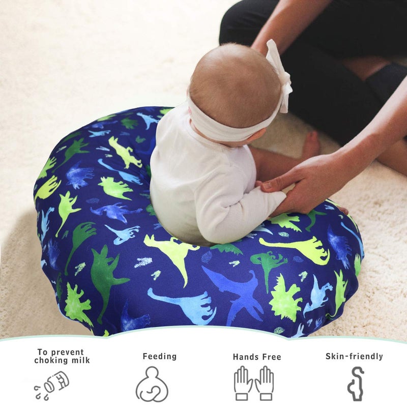 TANOFAR Dinosaur Nursing Pillow Cover, Breastfeeding Pillow Slipcover for Baby Boys & Girls, Nursing Pillow Case for Newborn, Soft Fabric Fits Snug On Infant, Washable & Breathable, Watercolor Dinosaur Blue - Image 2