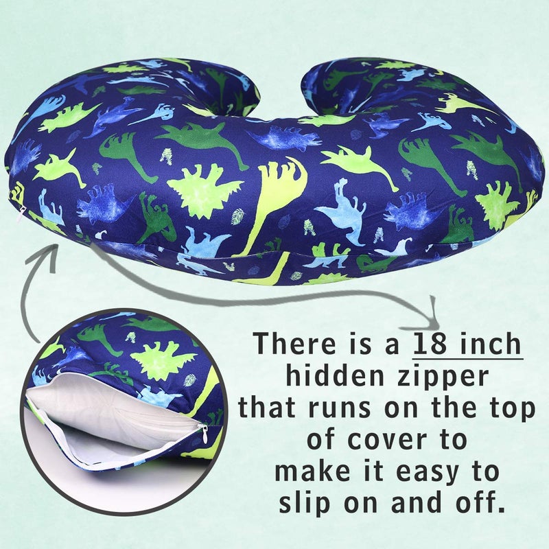 TANOFAR Dinosaur Nursing Pillow Cover, Breastfeeding Pillow Slipcover for Baby Boys & Girls, Nursing Pillow Case for Newborn, Soft Fabric Fits Snug On Infant, Washable & Breathable, Watercolor Dinosaur Blue - Image 4
