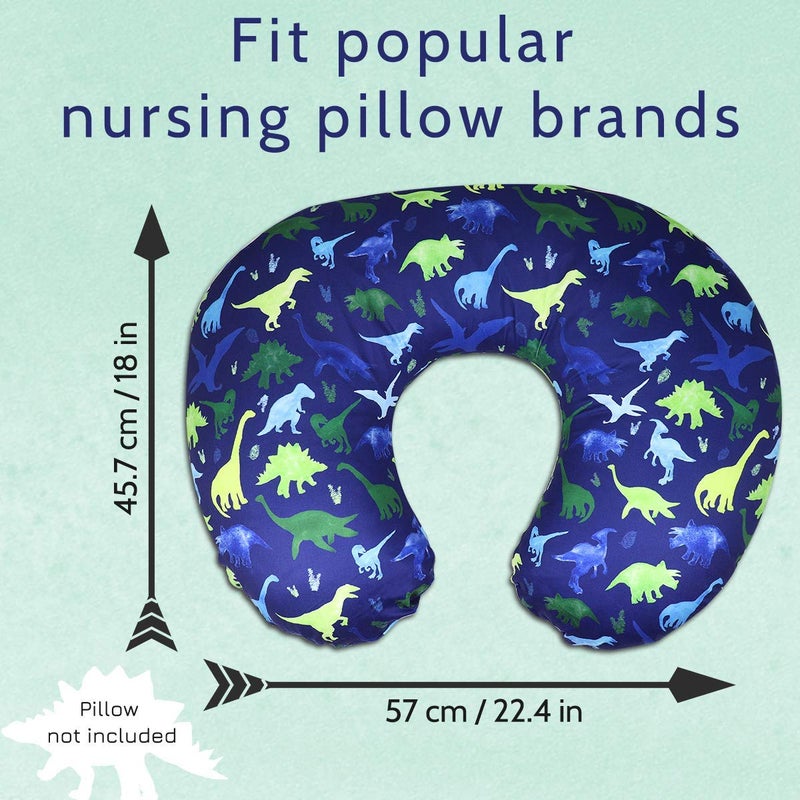 TANOFAR Dinosaur Nursing Pillow Cover, Breastfeeding Pillow Slipcover for Baby Boys & Girls, Nursing Pillow Case for Newborn, Soft Fabric Fits Snug On Infant, Washable & Breathable, Watercolor Dinosaur Blue - Image 5