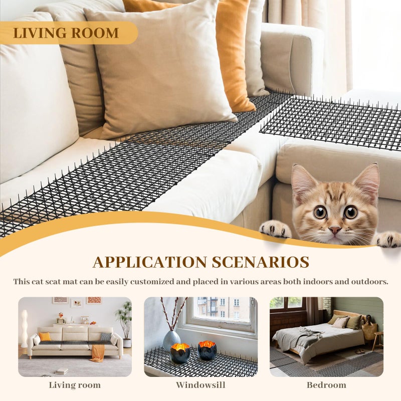 Hmyomina 16.4FT Cat Scat Mat for Cats - Anti-Digging Prickle Strips to Repel Cats, Include 6 Staples, Humane & Easy to Install Outdoor/Indoor Spike Mat - Image 5