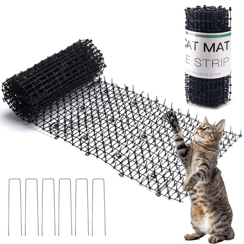 Hmyomina 16.4FT Cat Scat Mat for Cats - Anti-Digging Prickle Strips to Repel Cats, Include 6 Staples, Humane & Easy to Install Outdoor/Indoor Spike Mat - Image 1