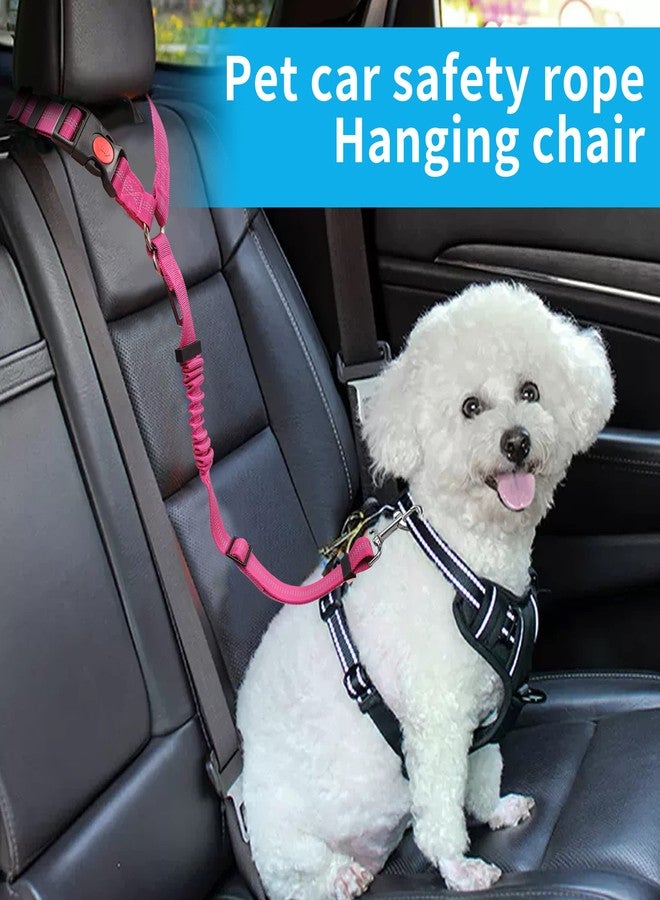 YAODHAOD YAOHDAO Dog Seat Belt Harness for Car, Restraint Adjustable with Elastic Bungee Buffer Headrest for Vehicle, 360° Swivel Carabiner Nylon Pet Safety Seat Belts Heavy Duty Car Harness for Dogs Rosy Red - Image 2