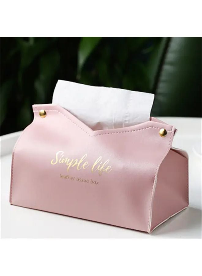 Pink Faux Leather Tissue Box Cover For Home Living Room Hotel And Car - Image 1