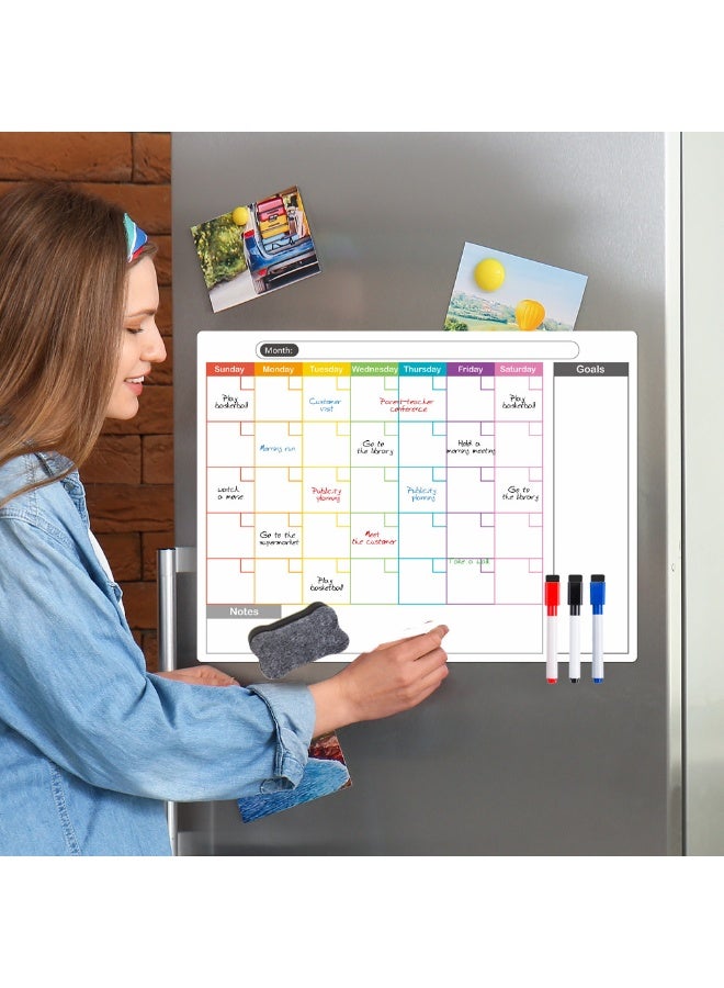 FDTY لوحة بيضاء مغناطيسية أسبوعية للثلاجة، مجموعة لوحات بيضاء قابلة للمسح الجاف للثلاجة، 3 أقلام + ممحاة، لجدول المهام المنزلية، قائمة الطعام، قائمة المهام، 16.5 * 11.7 بوصة - Image 3