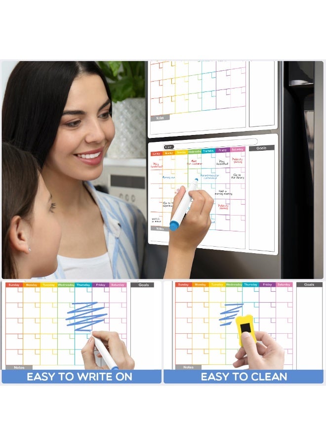 FDTY لوحة بيضاء مغناطيسية أسبوعية للثلاجة، مجموعة لوحات بيضاء قابلة للمسح الجاف للثلاجة، 3 أقلام + ممحاة، لجدول المهام المنزلية، قائمة الطعام، قائمة المهام، 16.5 * 11.7 بوصة - Image 2
