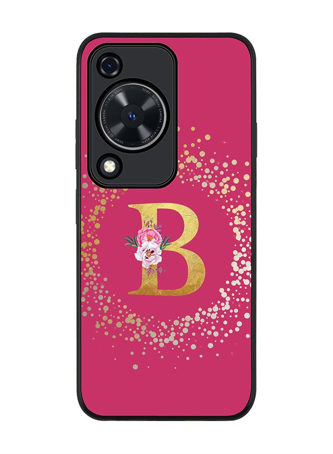Stylizedd Rugged Black edge case for Huawei nova Y72 / Huawei Enjoy 70 4G,Slim fit Custom Monogram Initial Letter Floral Pattern Alphabet - B (Deep Pink Rose) - Image 1