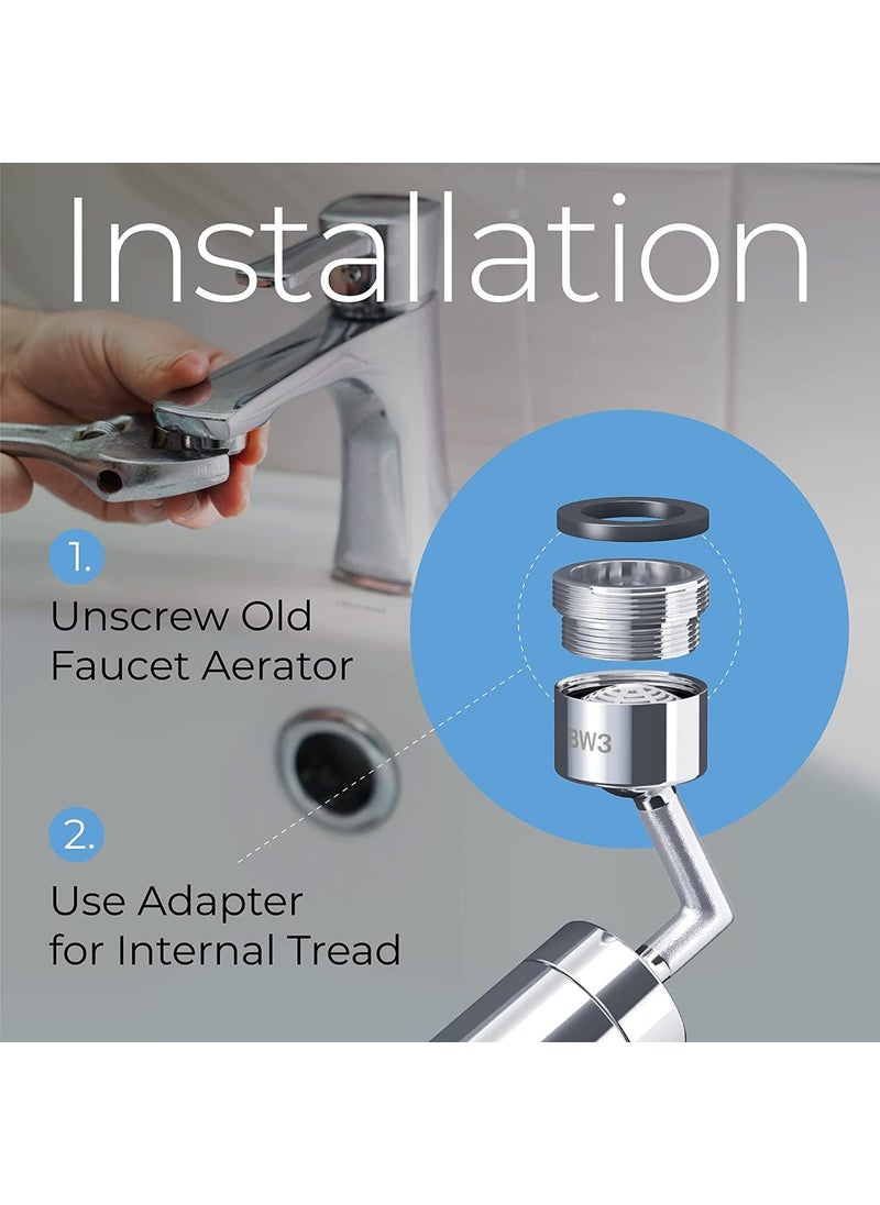 ALI SHIPPING Faucet Aerator with 720Degree Angle Rotation and Swivel DualFunction WaterSaving Tap Aerator Diffuser and Sprayer for Kitchen Sink Efficient Faucet Flow Control  - Image 4