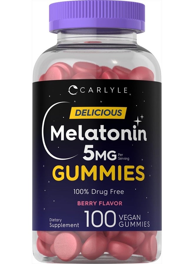 Carlyle ج gummies ميلاتونين 5 ملغ | 100 حبة | نكهة التوت | خالي من الأدوية 100% | مكمل خالي من الكائنات المعدلة وراثيًا وخالي من الغلوتين - Image 1