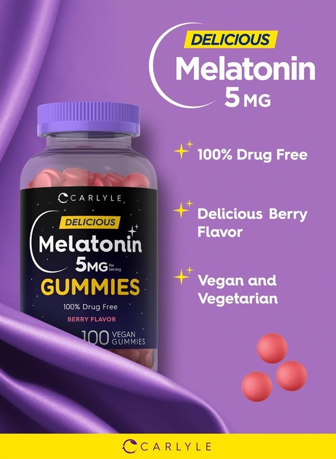 Carlyle ج gummies ميلاتونين 5 ملغ | 100 حبة | نكهة التوت | خالي من الأدوية 100% | مكمل خالي من الكائنات المعدلة وراثيًا وخالي من الغلوتين - Image 4