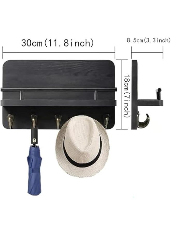 HOOKOR Wall Mounted Key Holder, Key Rack, Hooks Organizer for Wall Decorative with 5 Key Hooks, Hanger Rack, Rural Wooden Mail Rack Organizer with Shelf, Key Rack Organizer for Home, Entryway, Hallway  - Image 4