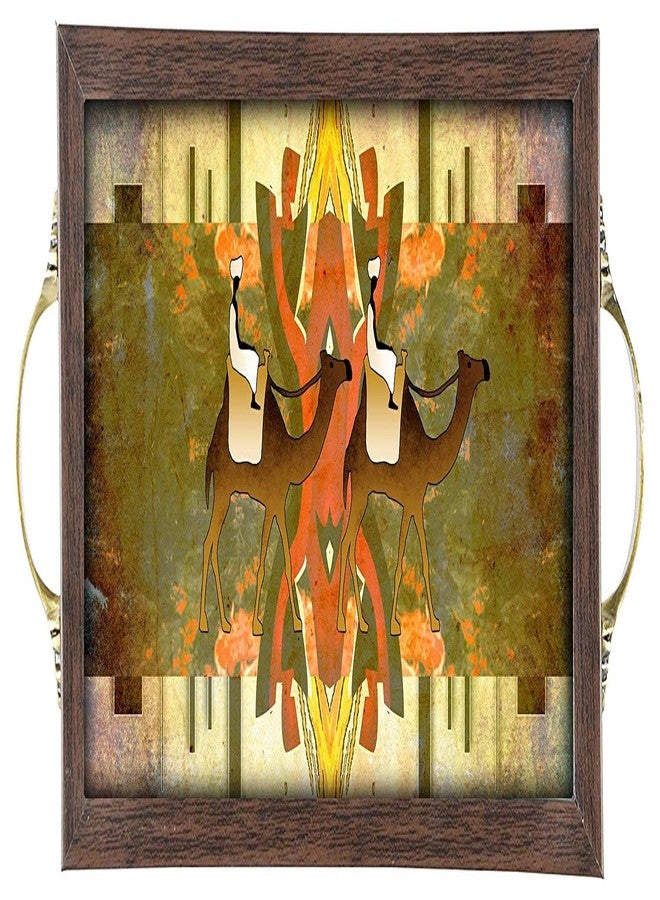 Paper Plane Design Serving Trays for Snacks, Food, Beverages, Water, Welcoming Guests, Wooden Tray for Dining Table, Home, Office and Multipurpose use, Attractive Designer and Decorative: Design801 - Image 1