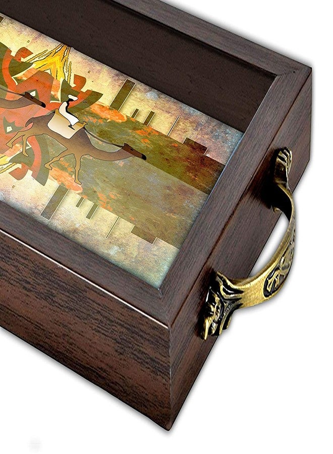 Paper Plane Design Serving Trays for Snacks, Food, Beverages, Water, Welcoming Guests, Wooden Tray for Dining Table, Home, Office and Multipurpose use, Attractive Designer and Decorative: Design801 - Image 2