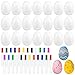 Morcheiong 24 Pcs White Plastic Egg Shakers Musical Instruments Easter Egg Favors Egg Maracas Shakers for Kids DIY Set with 24 Pcs Multicolor Pens - Image 2