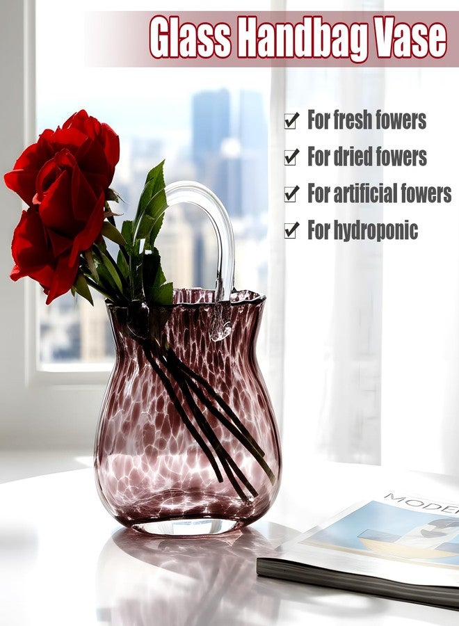 Vesici Tortoise Shell Vase Purse Vases Amber Vase Centerpiece Elegance Glass Handbag Decoration for Home Decor Birthday Wedding Housewarming Gift - Image 2