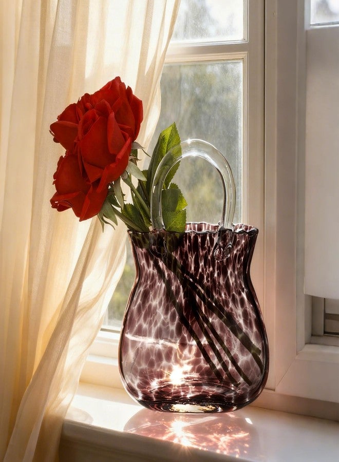 Vesici Tortoise Shell Vase Purse Vases Amber Vase Centerpiece Elegance Glass Handbag Decoration for Home Decor Birthday Wedding Housewarming Gift - Image 1