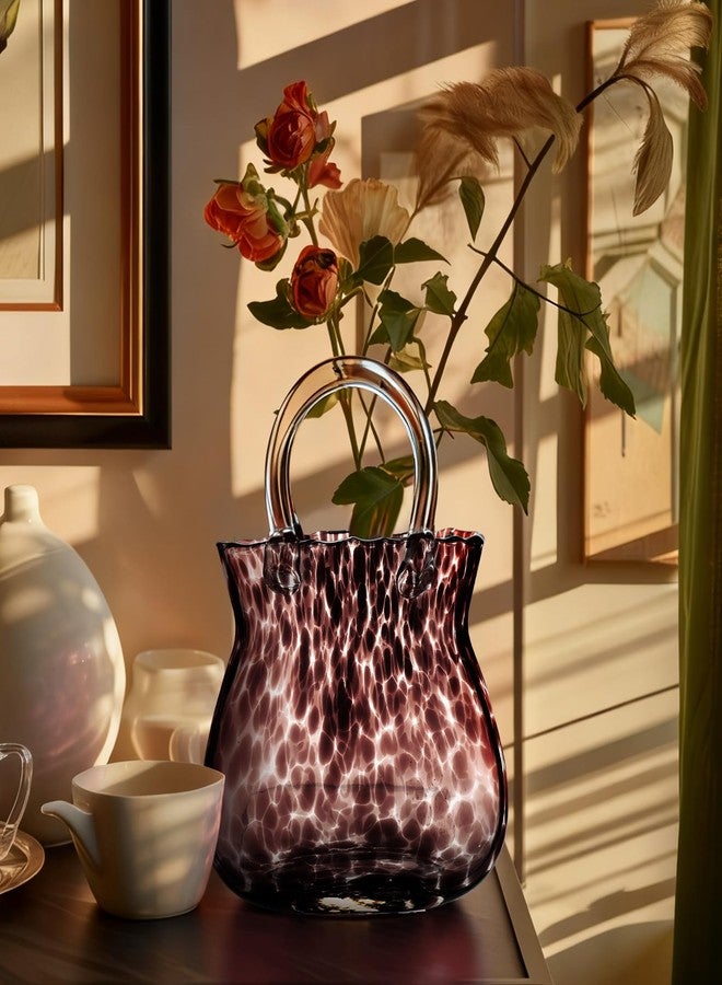 Vesici Tortoise Shell Vase Purse Vases Amber Vase Centerpiece Elegance Glass Handbag Decoration for Home Decor Birthday Wedding Housewarming Gift - Image 3