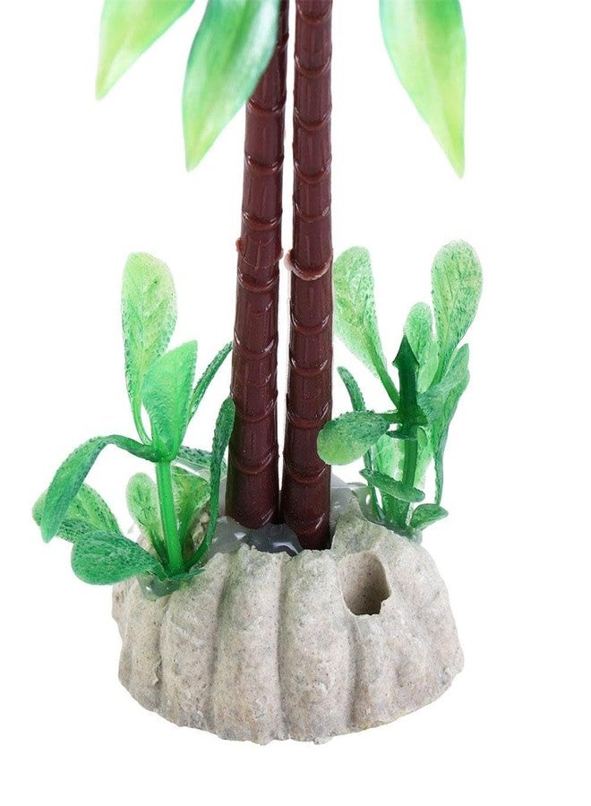 Pokinge 2pcs Mini Coconut Palm Tree Artificial Aquarium Plants with Base,Lifelike Plastic Palm Tree Aquatic Water Weeds,Fish Tank Water Plant Grass Ornament - Image 5