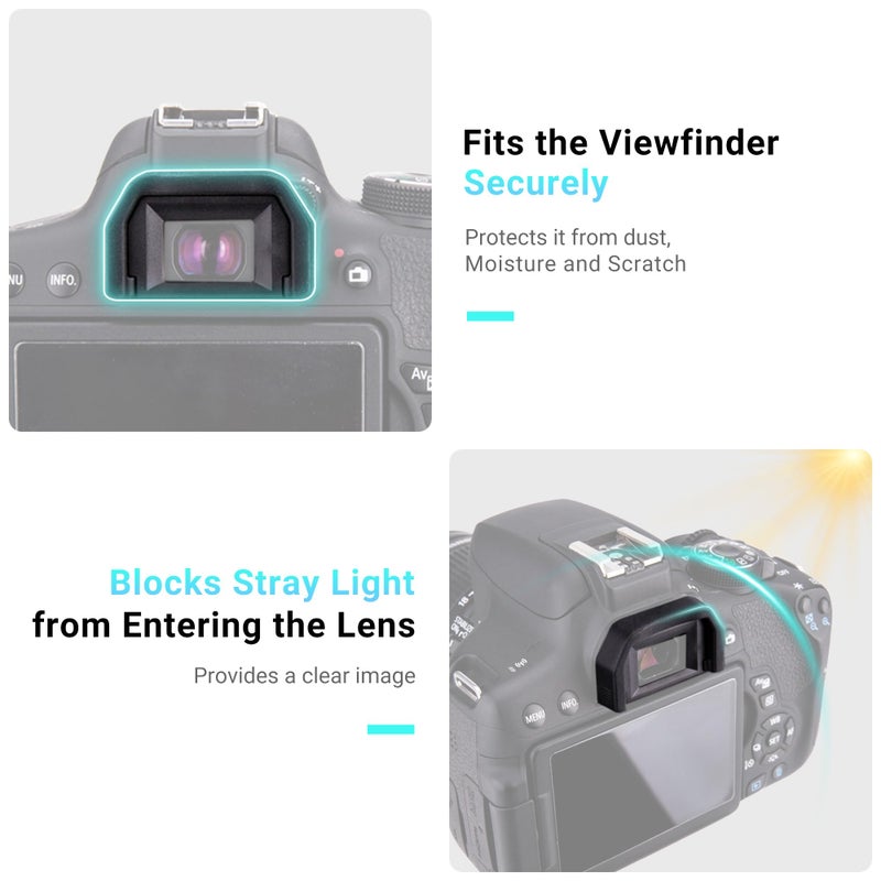 JJC 2-Pack Camera Eyecup Eyepiece Eye Cup for Canon EOS Rebel T6 T7 T5 T3 T100 4000D SL3 SL2 SL1 T8i T7i T6s T6i T5i T4i T3i T2i T1i XSi XTi XT XS Camera,Replaces Canon Ef Eyecup Eyepiece - Image 2