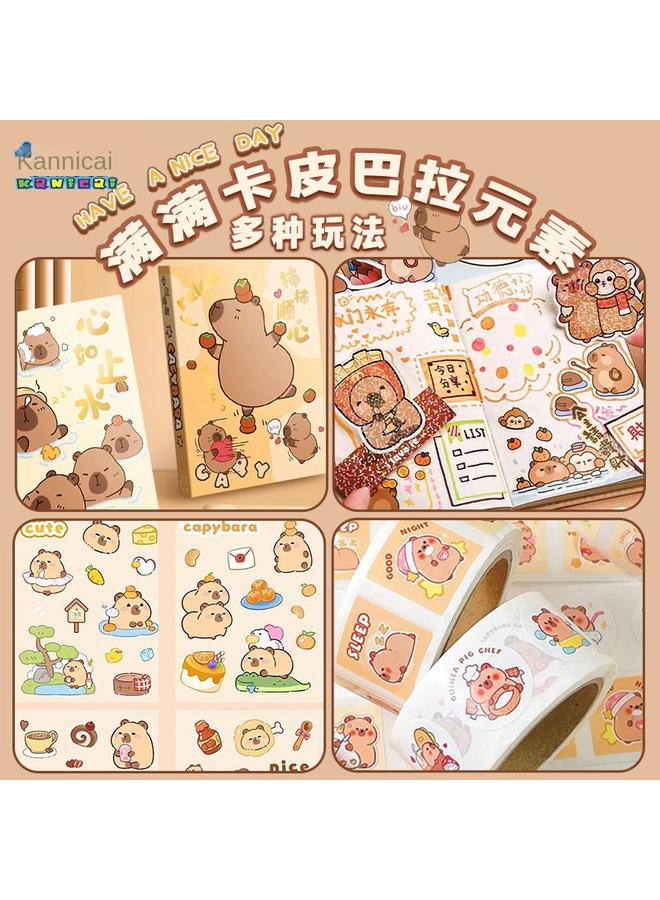 Bluejw Kapi Bara Handbook Sticker Stationery DIY Suit School Season Children's School Supplies Girls Stereo Sticker - Image 3