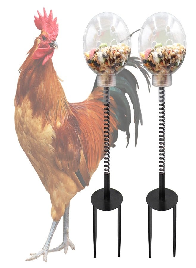 Oooct 2 Pack Chicken Pecking Toys with Swing Feeder, Coop Slow Feeder Toy for Chickens, Chicks, Ducks, Hens, Parrots & Poultry Enrichment - Image 1