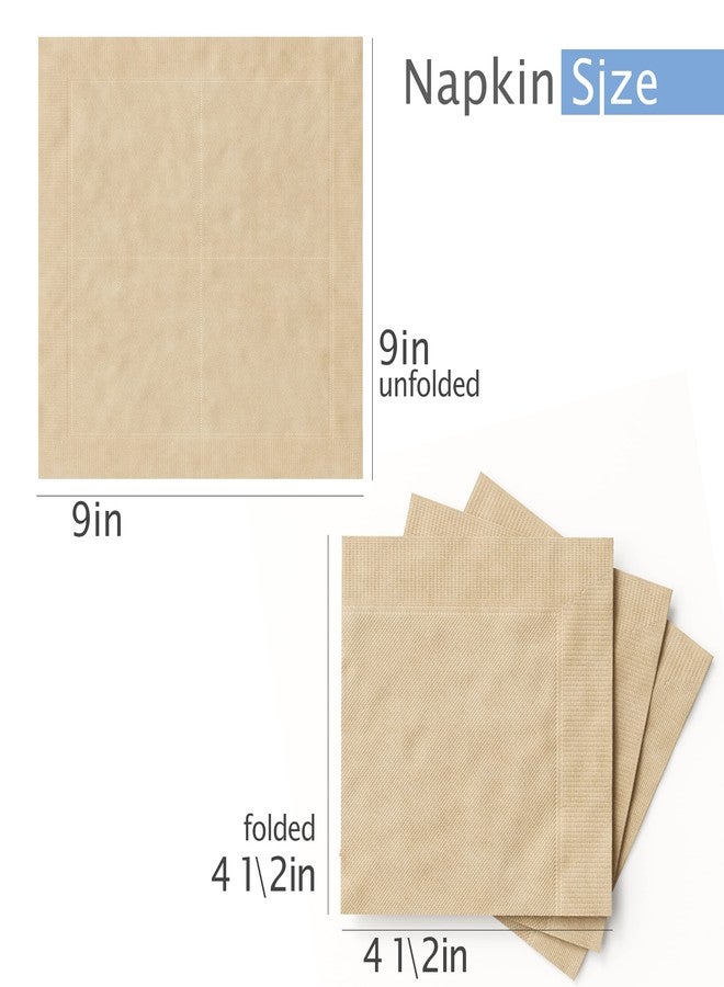 WEALCESS 1000 Pack Compostable Natural Kraft Brown Napkins - 9x9 Small Tan Unbleached Bar & Cocktail Napkins - Image 2