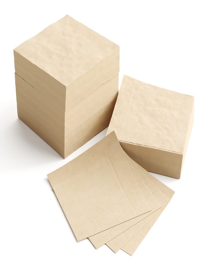 WEALCESS 1000 Pack Compostable Natural Kraft Brown Napkins - 9x9 Small Tan Unbleached Bar & Cocktail Napkins - Image 1