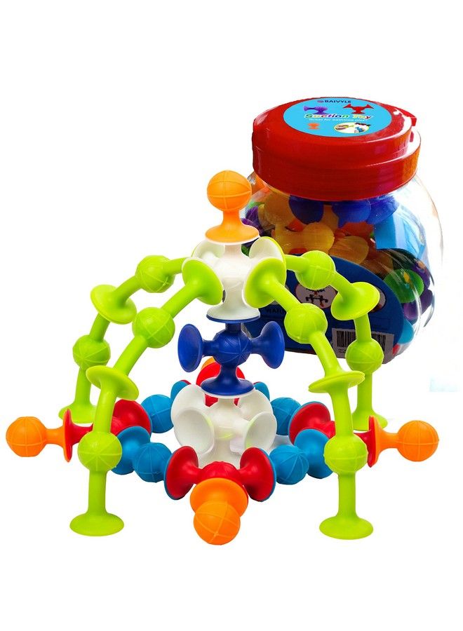 BAIVYLE 48 Piece Suction Cup Toys Construction Set Silicone Building Blocks Diy Blocks Toys Darts Sucker Toys Are Fun Bath Toys Sensory Toy For Toddlers 3 Year Old Boys And Girls - Image 1