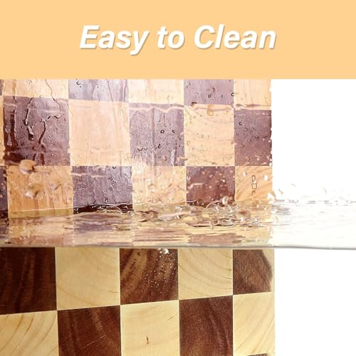Linwnil End Grain Cutting Board 14.2"L x 9.5", Heavy Duty Acacia/Rubber Wood Cutting Board For Kitchen, Flippable Serving Board For Meat, Bread & Fruits, Rectangle（14.2"L x 9.5"） - Image 5