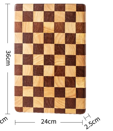 Linwnil End Grain Cutting Board 14.2"L x 9.5", Heavy Duty Acacia/Rubber Wood Cutting Board For Kitchen, Flippable Serving Board For Meat, Bread & Fruits, Rectangle（14.2"L x 9.5"） - Image 2