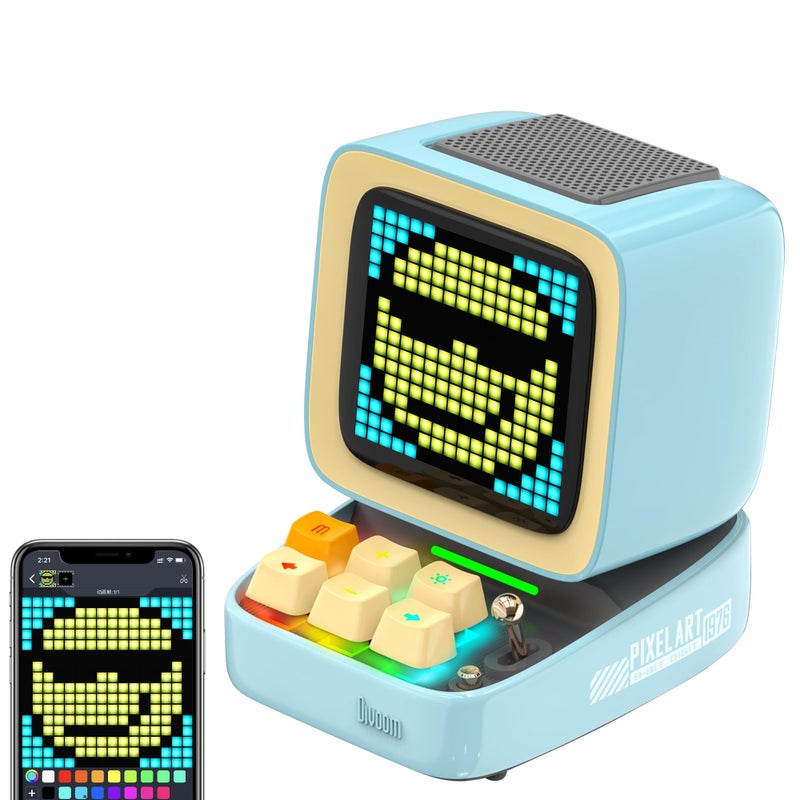 Divoom Ditoo Pro Retro Pixel Bluetooth Speaker, 16×16 App-Controlled Display, Mini Games, Smart Alarm, White Noise, Gift-Ready Desk Speaker for Music, Pixel Art & Room Decor (Blue) - Image 1
