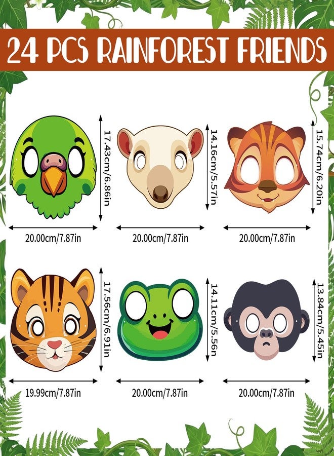 Blueweenly 24 Pcs Rainforest Masks 6 Rainforest Designs Vbs 2026 Christian Animal Masks DIY Craft Activities Photo Booth Props Rain Forest Mask for Vbs Party Supply Sunday Activity(Multicolor) - Image 3