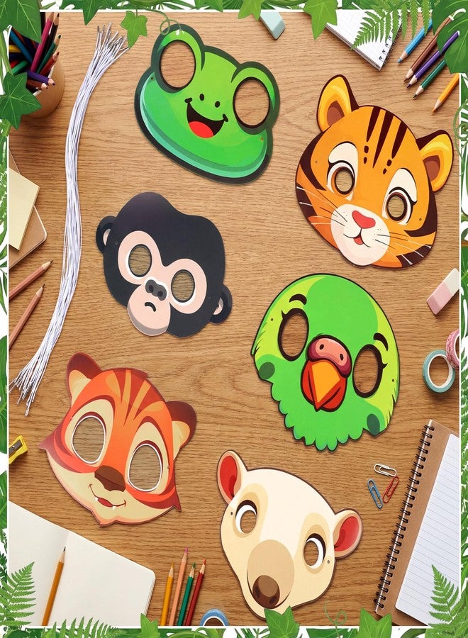 Blueweenly 24 Pcs Rainforest Masks 6 Rainforest Designs Vbs 2026 Christian Animal Masks DIY Craft Activities Photo Booth Props Rain Forest Mask for Vbs Party Supply Sunday Activity(Multicolor) - Image 2
