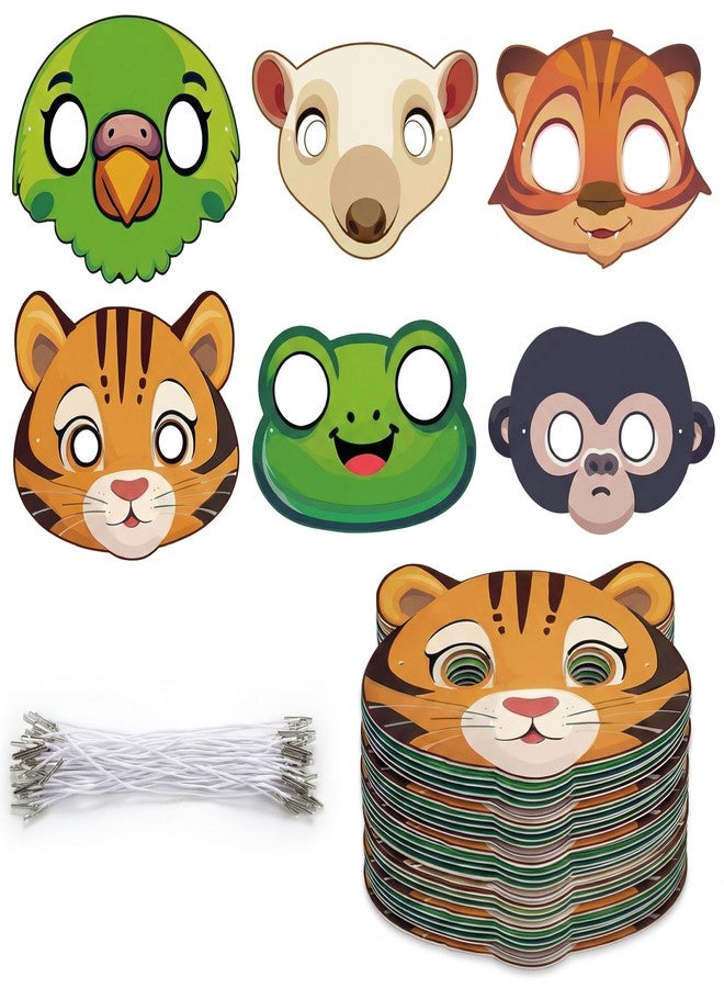 Blueweenly 24 Pcs Rainforest Masks 6 Rainforest Designs Vbs 2026 Christian Animal Masks DIY Craft Activities Photo Booth Props Rain Forest Mask for Vbs Party Supply Sunday Activity(Multicolor) - Image 1