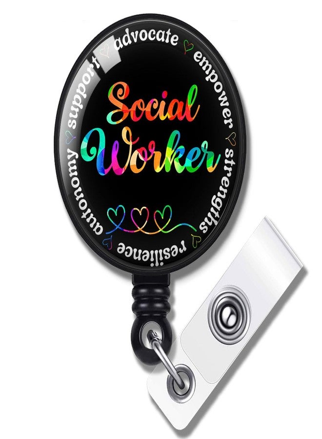 963RW Social Worker Badge Reel Holder, Social Work Appreciation Gift, Retractable with ID Clip for Nurse Name Tag Card Holders for Office Worker Nursing Doctor Teacher Student Medical Work - Image 1