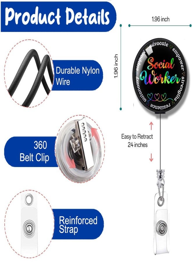 963RW Social Worker Badge Reel Holder, Social Work Appreciation Gift, Retractable with ID Clip for Nurse Name Tag Card Holders for Office Worker Nursing Doctor Teacher Student Medical Work - Image 2