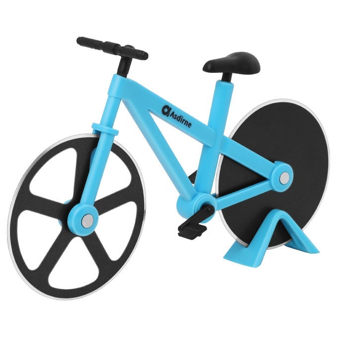 PIZZA CUTTER BICYCLE PIZZA CUTTER WHEEL WITH NONSTICK STAINLESS STEEL SUPER SHARP BLADES NOVELTY GIFT 75 BLUE