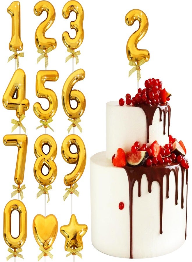 بيشيدا زينة كعكة عيد ميلاد بيشيدا ثلاثية الأبعاد على شكل رقم 2 ذهبي، زينة كعكة عيد ميلاد سعيد، زينة كعكة عيد الميلاد الثاني للحفلات وحفلات الزفاف والذكرى السنوية (قطعة واحدة فقط) - Image 1