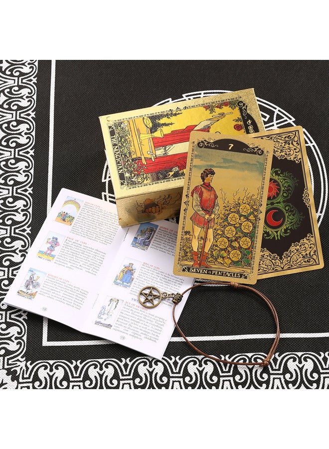 Plastic Tarot Classic Waite 78 Tarot Bronzing Waterproof Table Game Card Card A Generation Of Spot-Color:Taiyuejin - Image 1