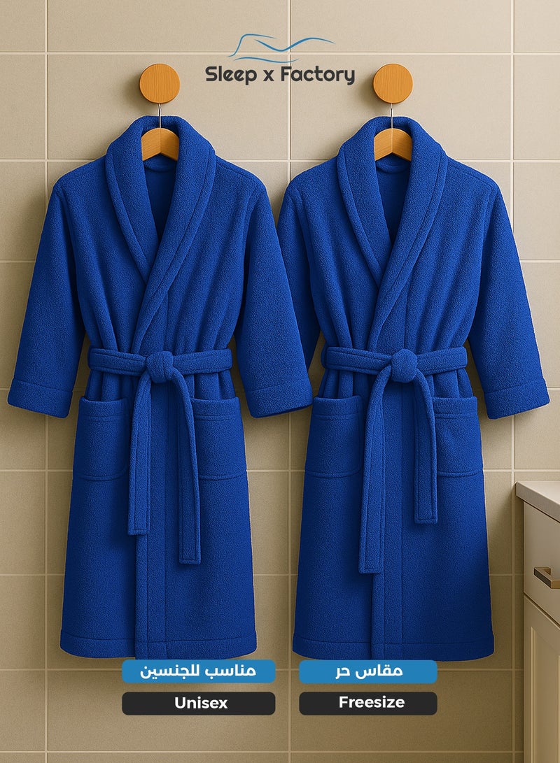 سليب × فاكتوري روب استحمام قطن طبيعي 100% – للجنسين – مقاس حر – أزرق كحلي - Image 5