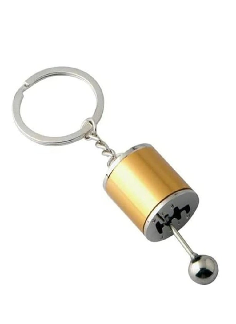 Generic - 1 Pcs- Tech Metal Gear Shift Knob Stick Box Shifter 6-Speed Keychain Fob Ring for All Keys - Image 1