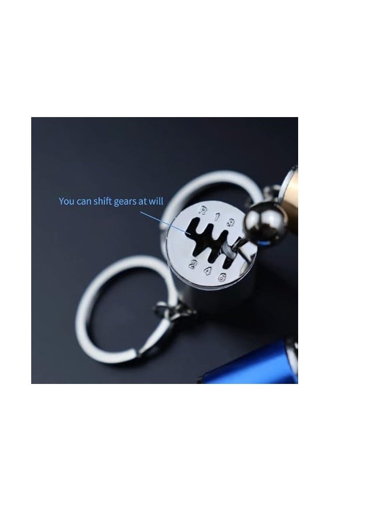 Generic - 1 Pcs- Tech Metal Gear Shift Knob Stick Box Shifter 6-Speed Keychain Fob Ring for All Keys - Image 1