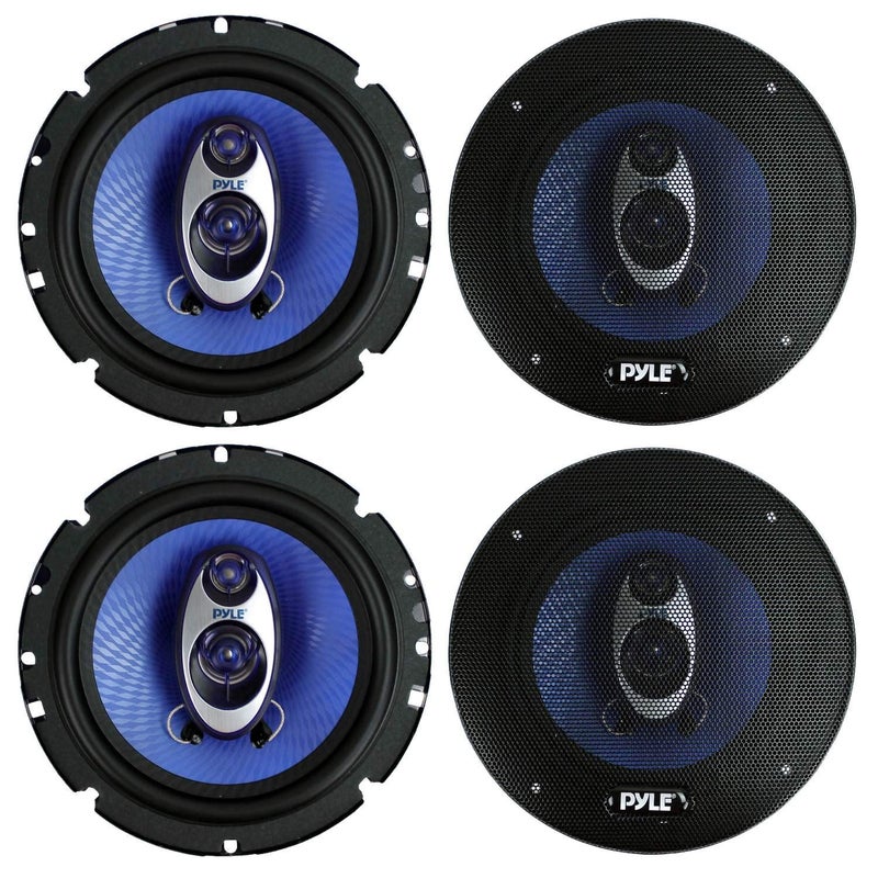 Pyle 4 New Pyle PL63BL 6.5" 720 Watt 3-Way Car Audio Coaxial Speakers Blue Stereo - Image 1