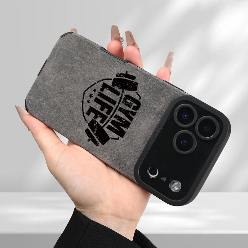Phone Case For Thin Summer Lifestyle Synthetic Leather Drop Proof Black Fitness High End Pattern For Apple iPhone 13 Pro Max - Image 4